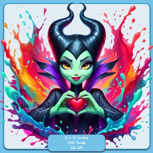 Maleficent Herz Aquarell Splash, Clipart-Bilder, Grafiken und Kunstwerke, Regenbogen Ästhetik, PNG süße Prinzessin Bilder
