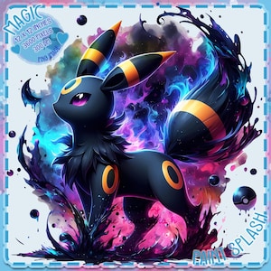 Umbreon Acquerello Splash, Immagini Clipart, Grafica e opere d'arte, Estetica arcobaleno, Immagini PNG di piccoli mostri carini