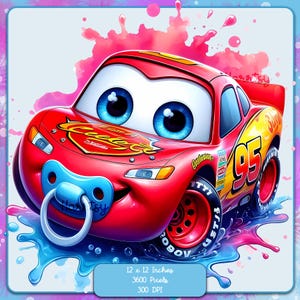 Baby McQueen Watercolor Splash, Obrazy clipart, Grafika i Dzieła Sztuki, Dekoracja Pokoju Dziecięcego, PNG Słodkie Obrazy Postaci