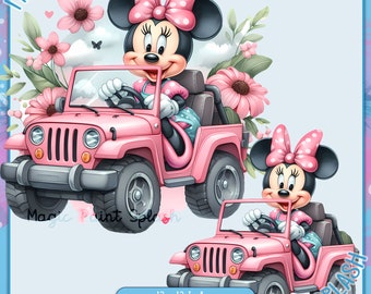 Minnie Mouse Jeep Clipart: Pink Car Image (PNG)