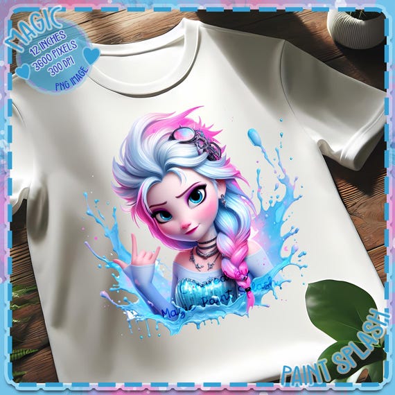 【51】P. Elsa エルサ　小株　板付 Punk Rock Elsa Clipart: Watercolor Splash PNG Image (digital