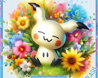 Mimikyu Blumen Aquarell PNG Clipart (digitaler Download)