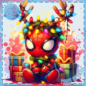 Luzes de Natal fofas do Spidey, respingos de aquarela, imagens de clipart, gráficos e arte, estética de arco-íris, imagens de filmes de super-heróis PNG
