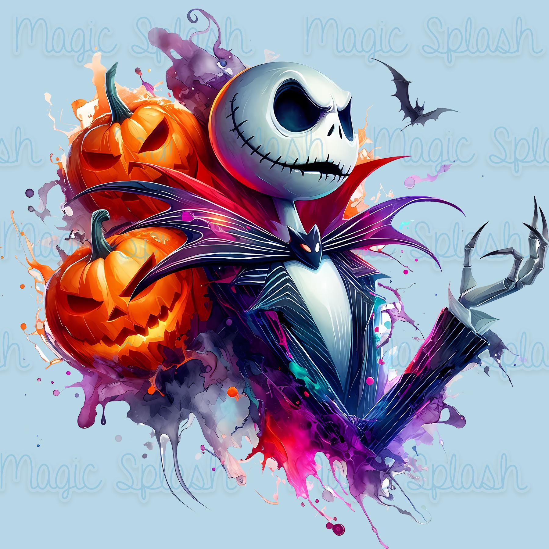 ジャック・スケリントンの水彩画クリップアート：パンプキンキング PNG