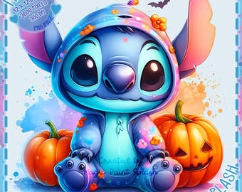 スティッチのハロウィンパジャマ PNG：水彩スプラッシュクリップアート