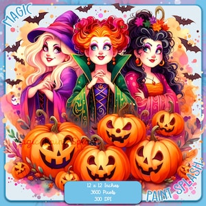Sanderson Sisters Halloween-aquarelplons, clipartafbeeldingen, graphics en artwork, esthetiek van de regenboog, Hocus Pocus-afbeeldingen png