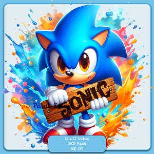 Personalisiertes Sonic Sign Aquarell Splash, Clipart Bilder, Grafiken und Kunstwerke, Regenbogen Ästhetik, PNG Cute Igel Charakter Bilder