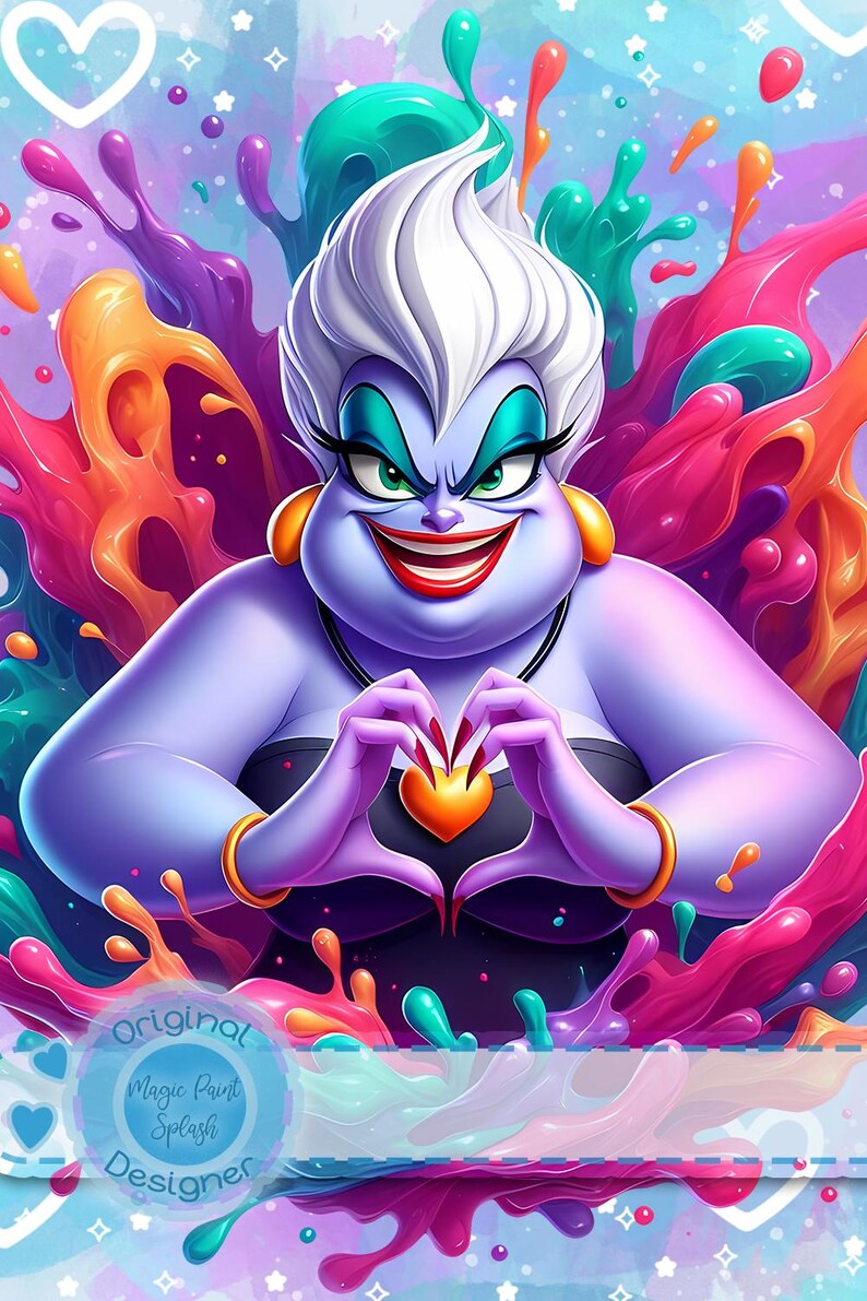 Ursula Heart Hands Clipart: Rainbow Watercolor Splash (PNG Digital Download) image 2