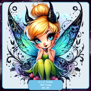 Gothic Tinkerbell Aquarell Splash, Clipart-Bilder, Grafiken und Kunstwerke, Regenbogen Ästhetik, PNG Cute Dark Princess Bilder