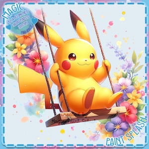Pikachu Swing PNG, Clipart Bilder, Grafiken und Kunstwerke, Regenbogen Ästhetik, PNG süße kleine Monster Bilder
