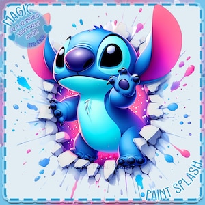 Stitch Wall Break Akwarela Splash, Obrazy Clipart, Grafika i Artwork, Estetyka Tęczy, PNG Słodkie Obrazy Stitch