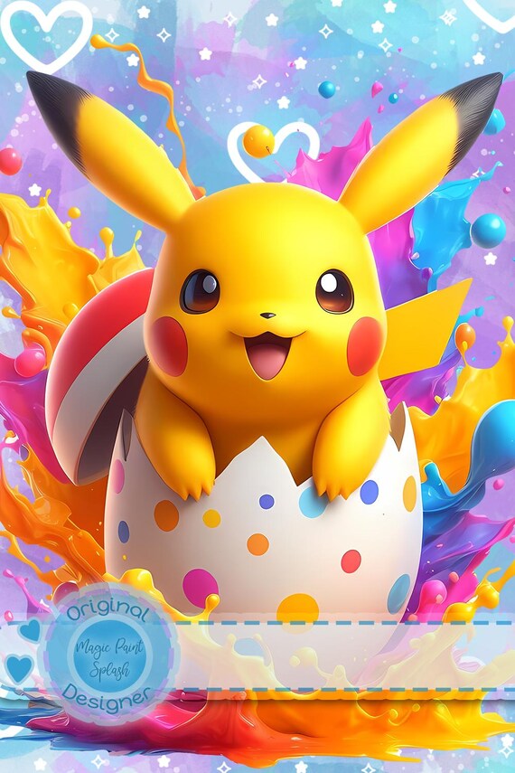 ピカチュウ イースターエッグ クリップアート: 水彩スプラッシュ PNG