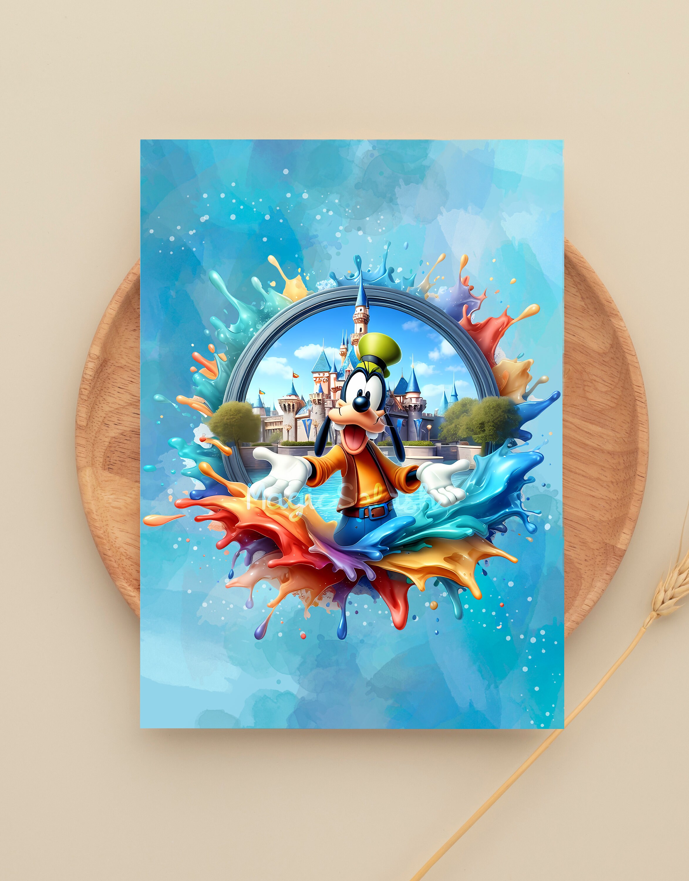 Goofy Disneyland PNG: Rainbow Watercolor Splash (digital Download