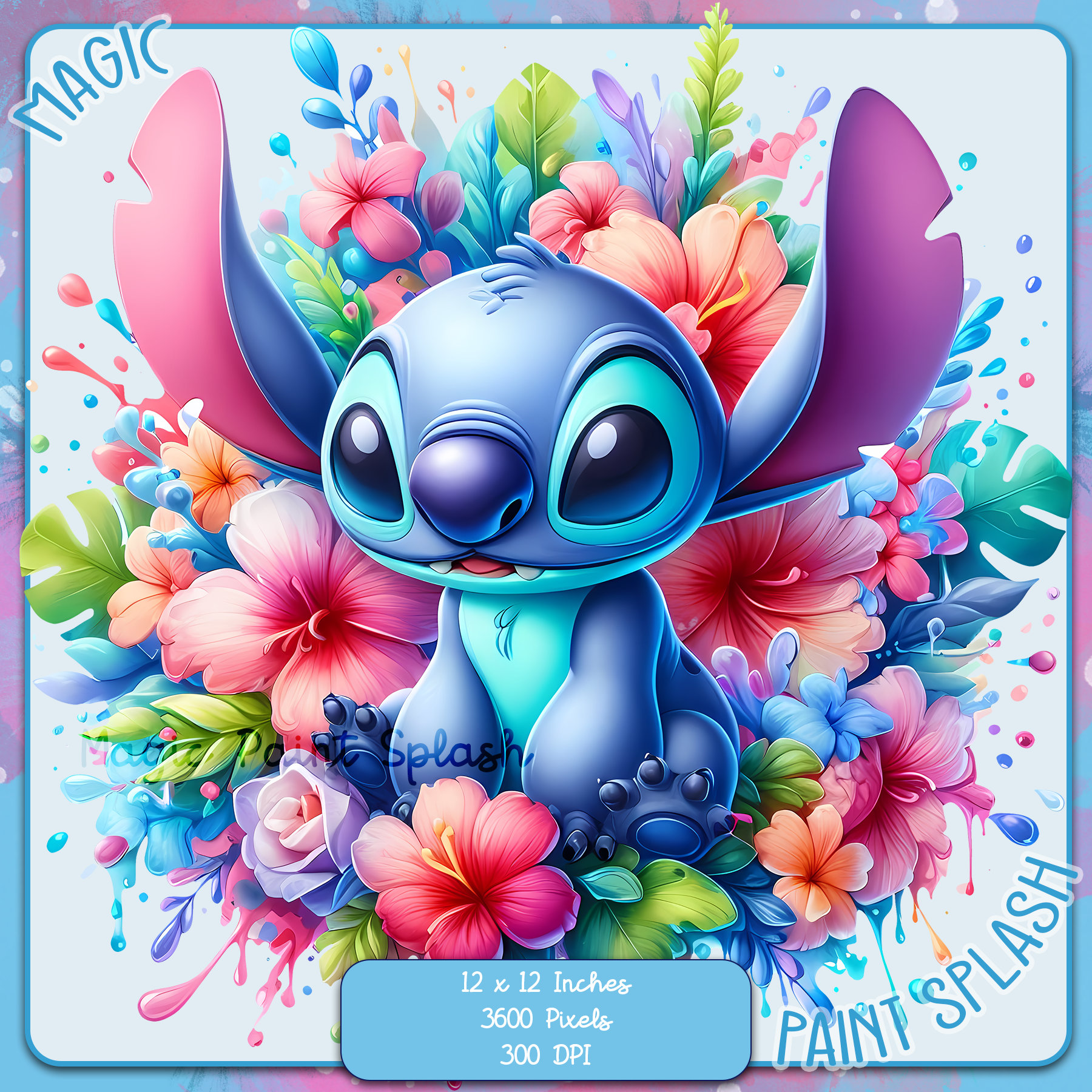 Buy Stitch Floral Clipart: Rainbow Watercolor PNG Image (digital Download)  Online in India - Etsy, image size:1800x1800