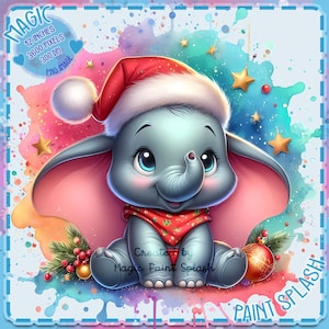 Images clipart Noël bébé Dumbo aquarelle, graphiques et oeuvres d'art, esthétique arc-en-ciel, images de personnages de vacances mignons PNG