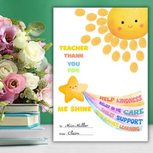 Teacher Appreciation Card for Kids | DIY Gift for Teachers  | Fingerprint Thank You Card | End of School Year Gift |Fingerprint Activity