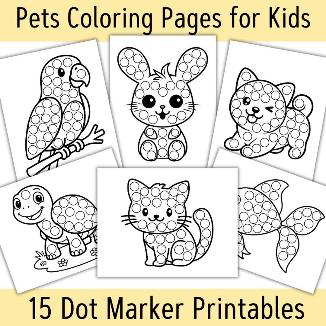 Pet Animals Dot Marker Coloring Pages | Kids Printable Activity | PDF ...