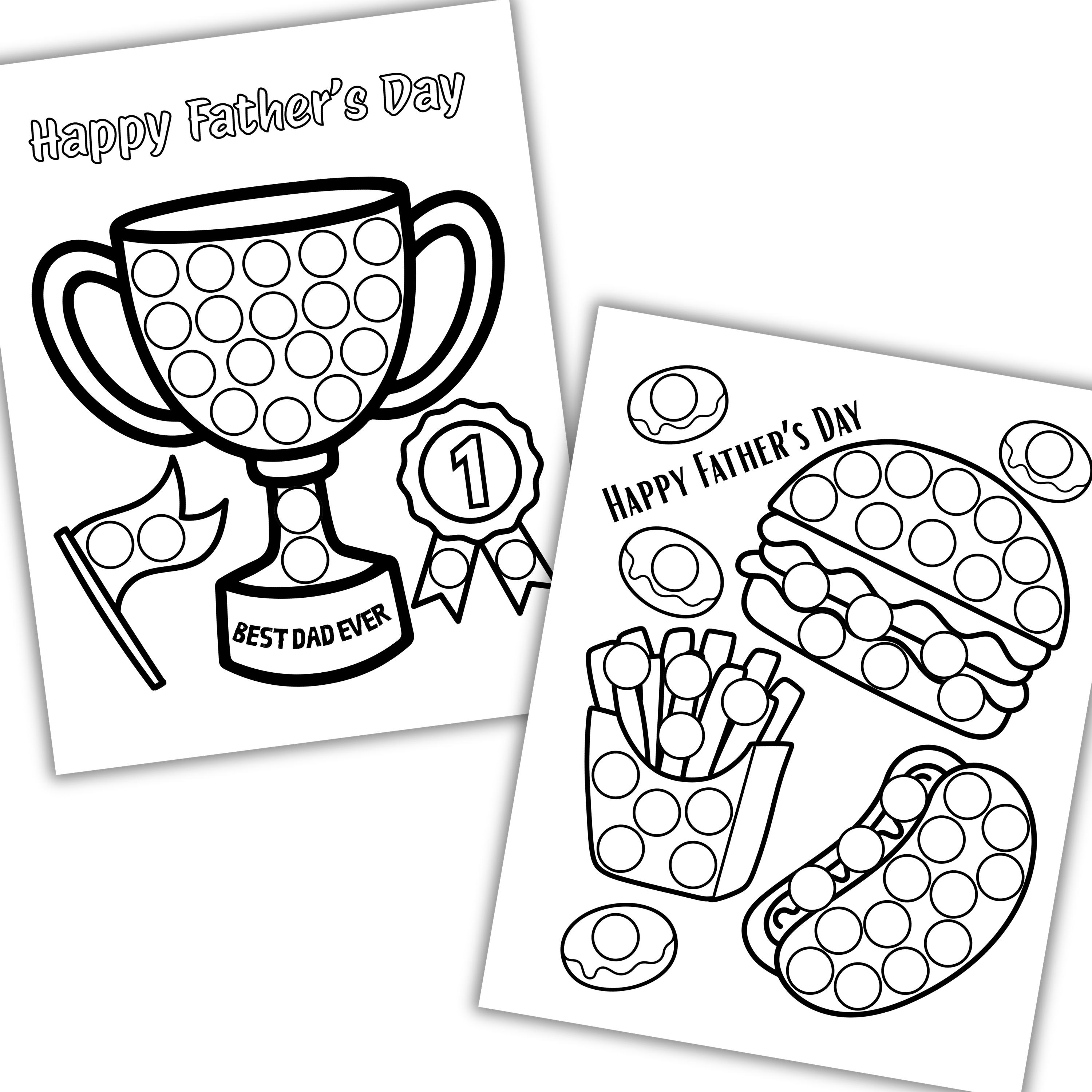 Father's Day Dot Marker Coloring Pages | Kids Craft Activity (digital ...
