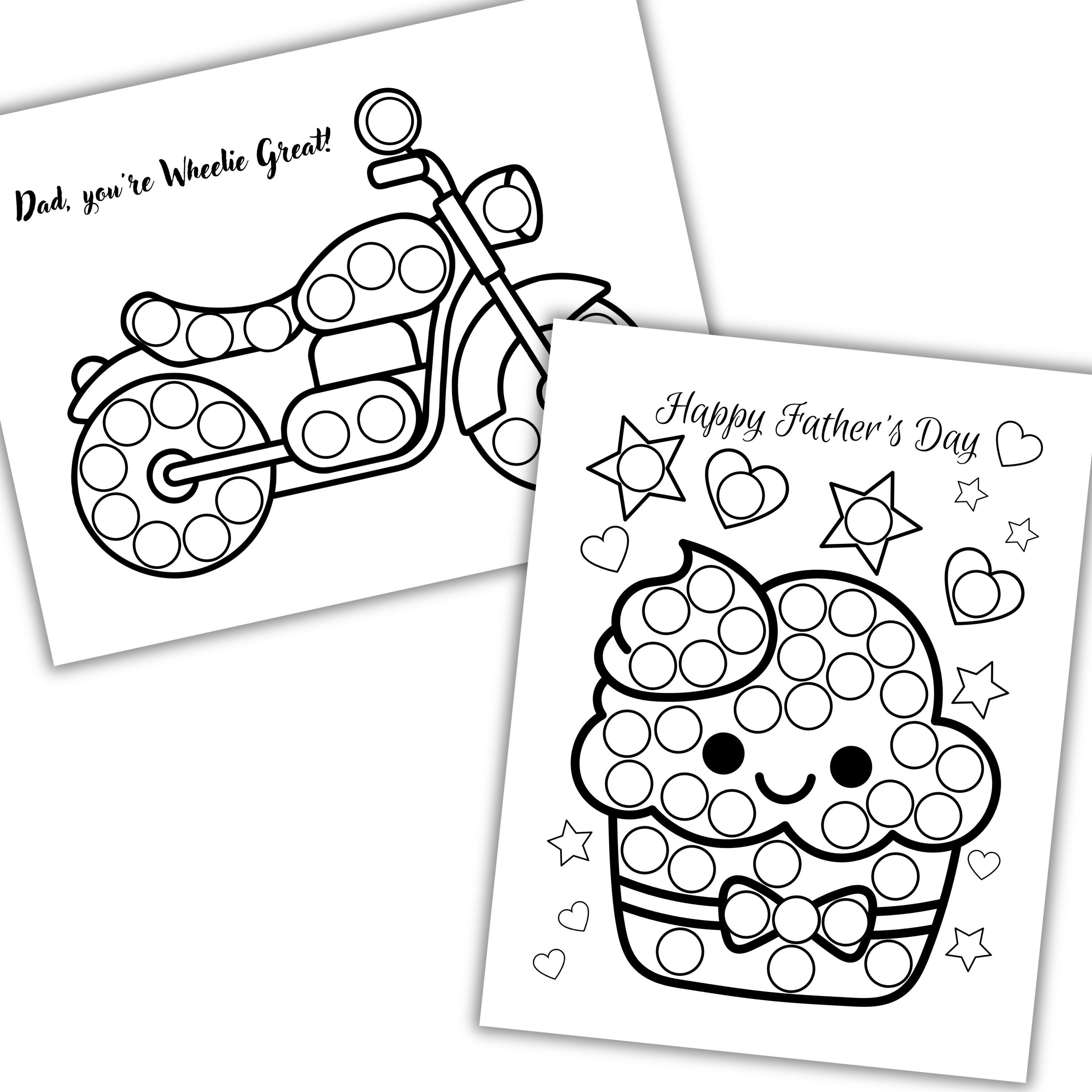 Father's Day Dot Marker Coloring Pages | Kids Craft Activity (digital ...