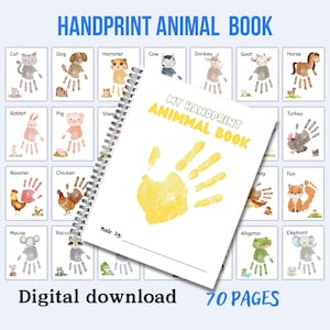 Handprint Animal Book | Footprint Art Bundle | Kids Handprint Craft | Classroom Nursery Activity Card | Kids Baby Toddler Child | Printable
