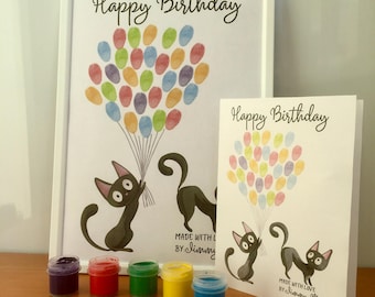 DIY Fingerabdruck Ballon Geburtstagskarte: Kinder druckbare Andenken (digitaler Download)