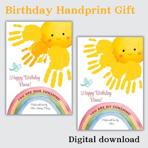 Handprint Birthday Card for Grandma | Gift from Kids | DIY Card Gift Memory Keepsake | Handprint Craft Template | Instant Download