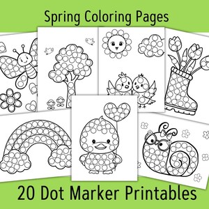 Spring Dot Marker Coloring Pages | Preschool Activity Printables (Digital Download)