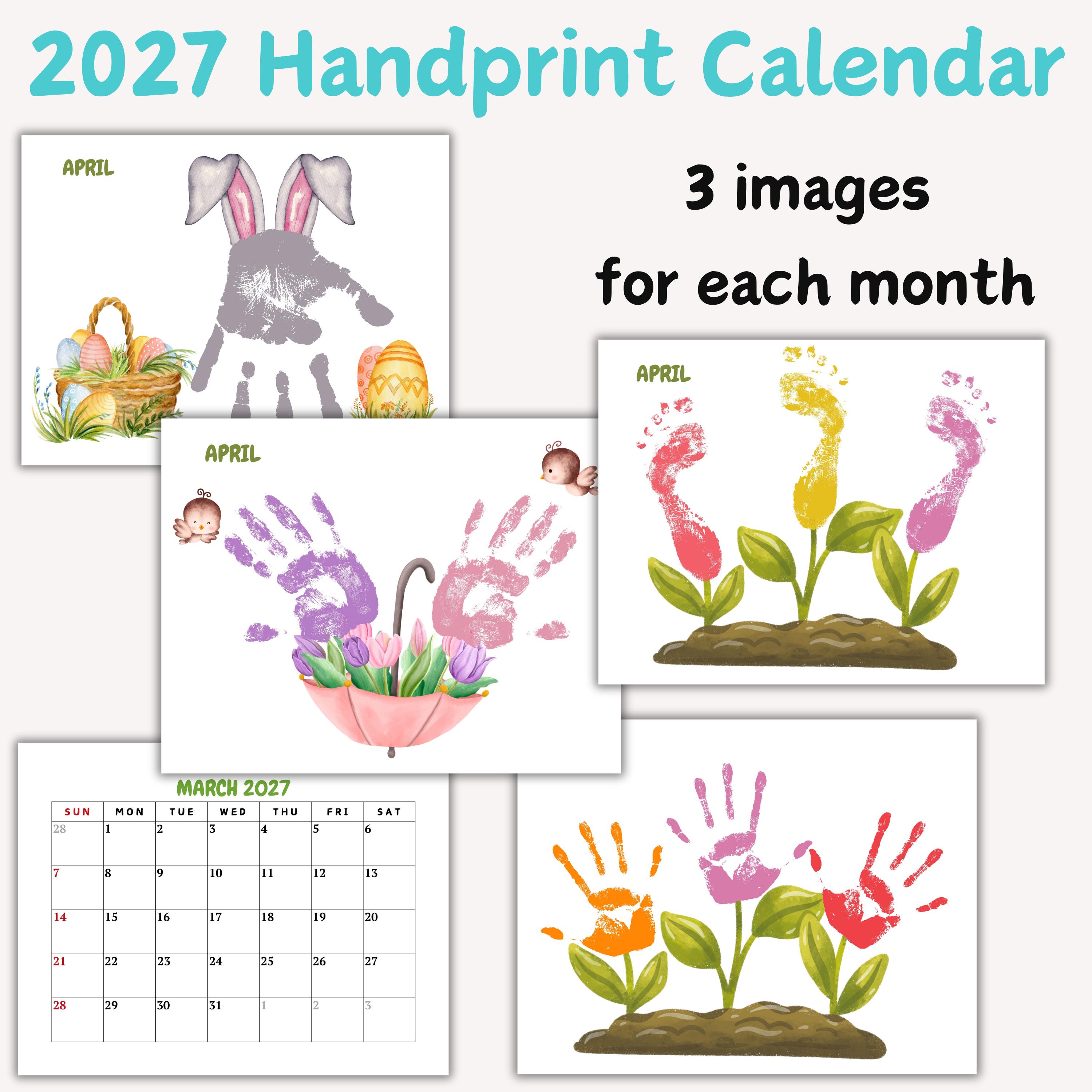 2027 Handprint Calendar | Handprint Craft Bundle | Memory Keepsake DIY ...
