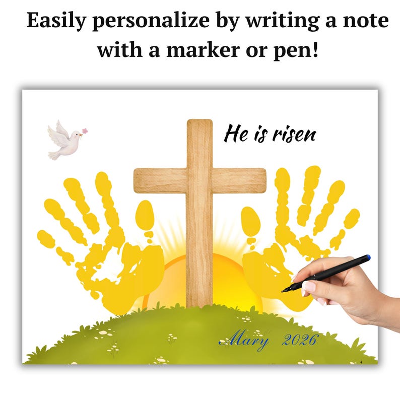 Easter Handprint Craft Template | Christian He is Risen Kids Activity ...