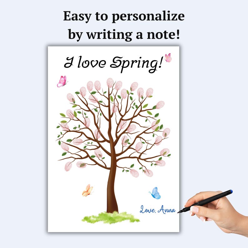 Finerprint Tree Spring Spring Fingerprint Tree Art: DIY Keepsake Template (digital Download ...