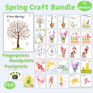 Frühlings-Handwerks-Bundle | Handabdruck, Fußabdruck & Fingerabdruck Kunst | Kinder Frühlingsaktivität
