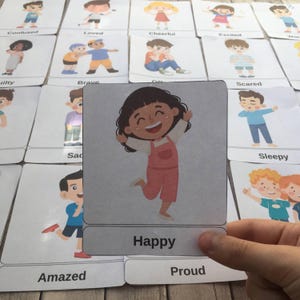 Emotions Karteikarten für sozial emotionales Lernen | Gefühle und Emotionskarten Therapie-Tool | Emotionale Bildung & Gefühle erkennen