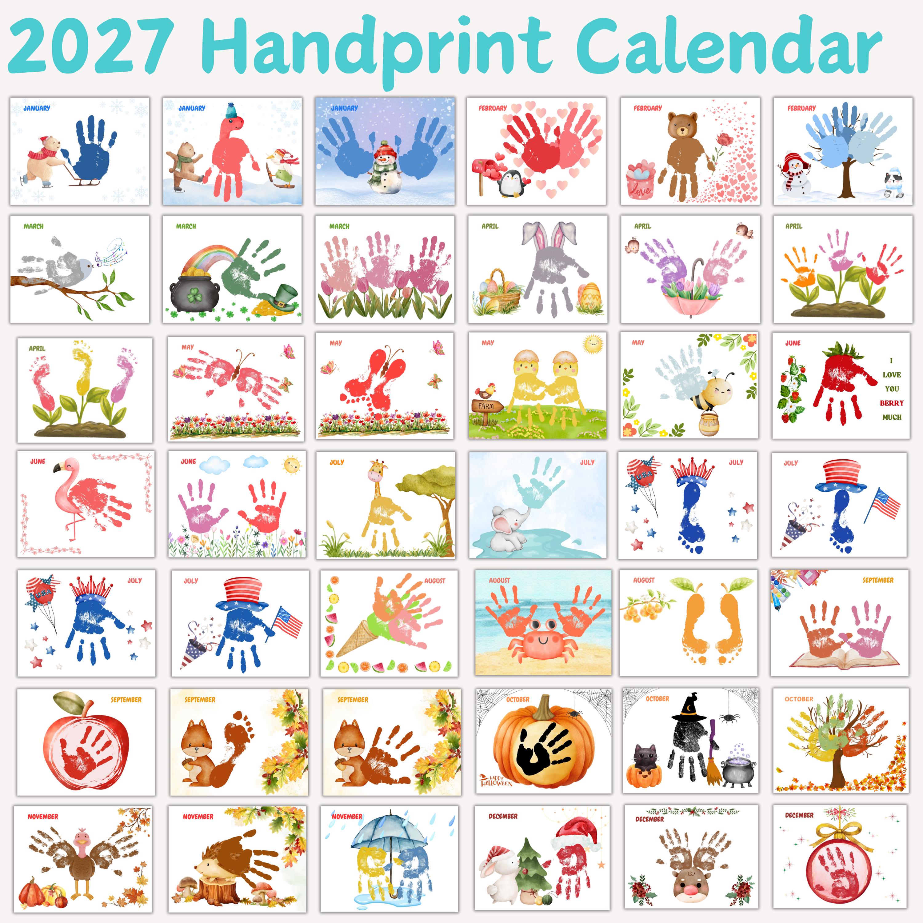 2027 Handprint Calendar | Handprint Craft Bundle | Memory Keepsake DIY ...