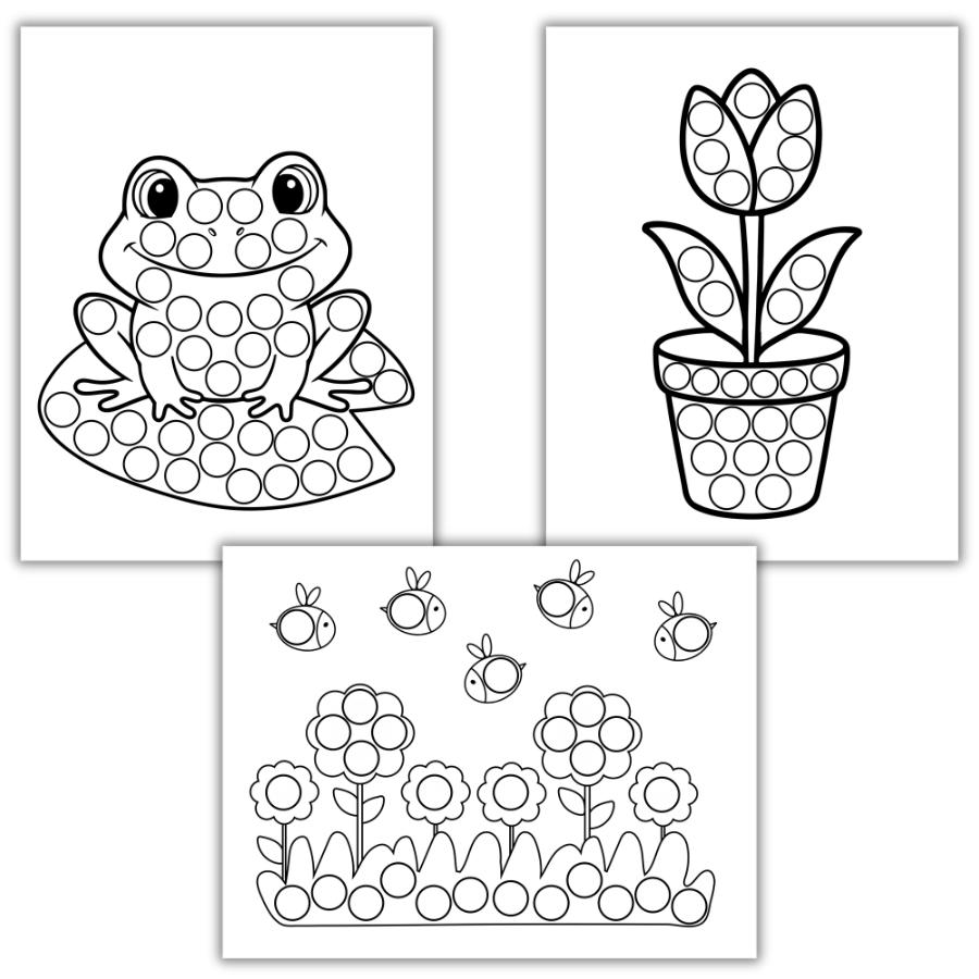 Spring Dot Marker Coloring Pages | Preschool Activity Printables ...
