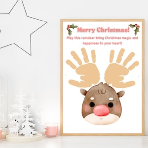 Christmas small Reindeer | Adorable Christmas Handprint Keepsake | Printable Christmas Handprint Art | Preschool Activity Idea | Home Decor