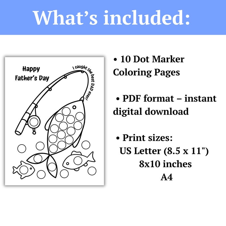Father's Day Dot Marker Coloring Pages | Kids Craft Activity (digital ...