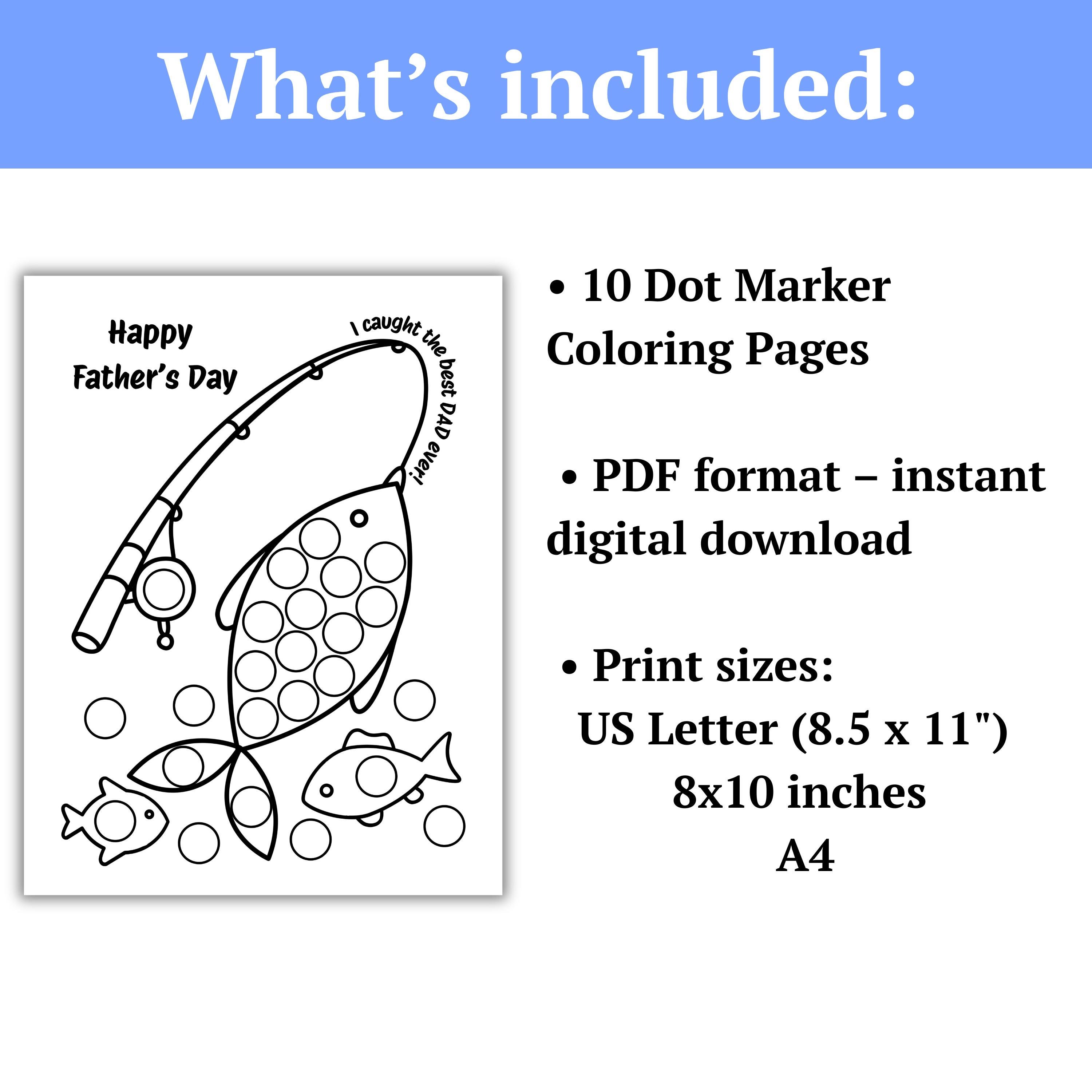 Father's Day Dot Marker Coloring Pages | Kids Craft Activity (digital ...