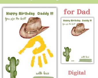 Affiche d'anniversaire de papa | Cadeau d'anniversaire empreinte de main | Carte d'anniversaire empreinte de main pour papa | Cadeau des enfants | Impression d'art d'empreinte de main