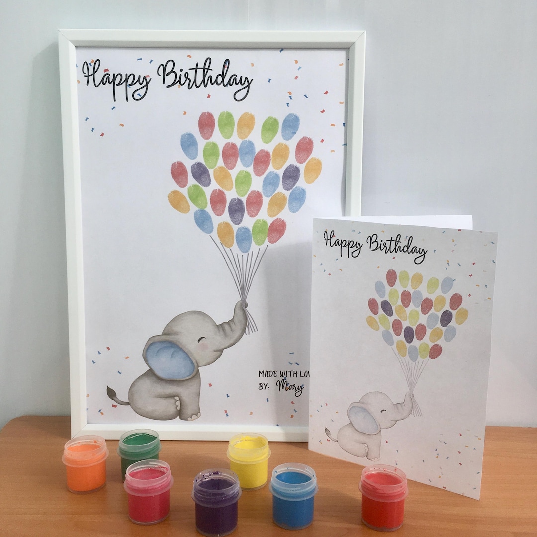 Fingerprint Birthday Card: DIY Balloon Keepsake (digital Download) - Etsy