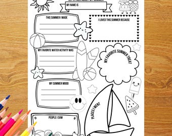 Werkblad Zomerherinneringen voor kinderen: afdrukbare zomeractiviteit (pdf-download, A4/Letter-formaat)
