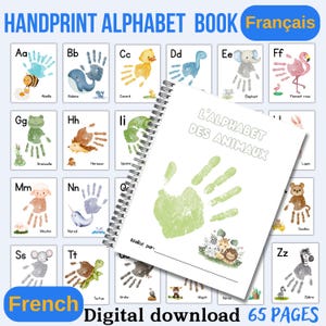 French Alphabet Handprint Art: Animal Learning Cards (PDF Download A4/US Letter)
