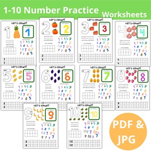 Numbers Worksheets for Kids | Learn Counting and Writing Numbers | Printable Educational Materials