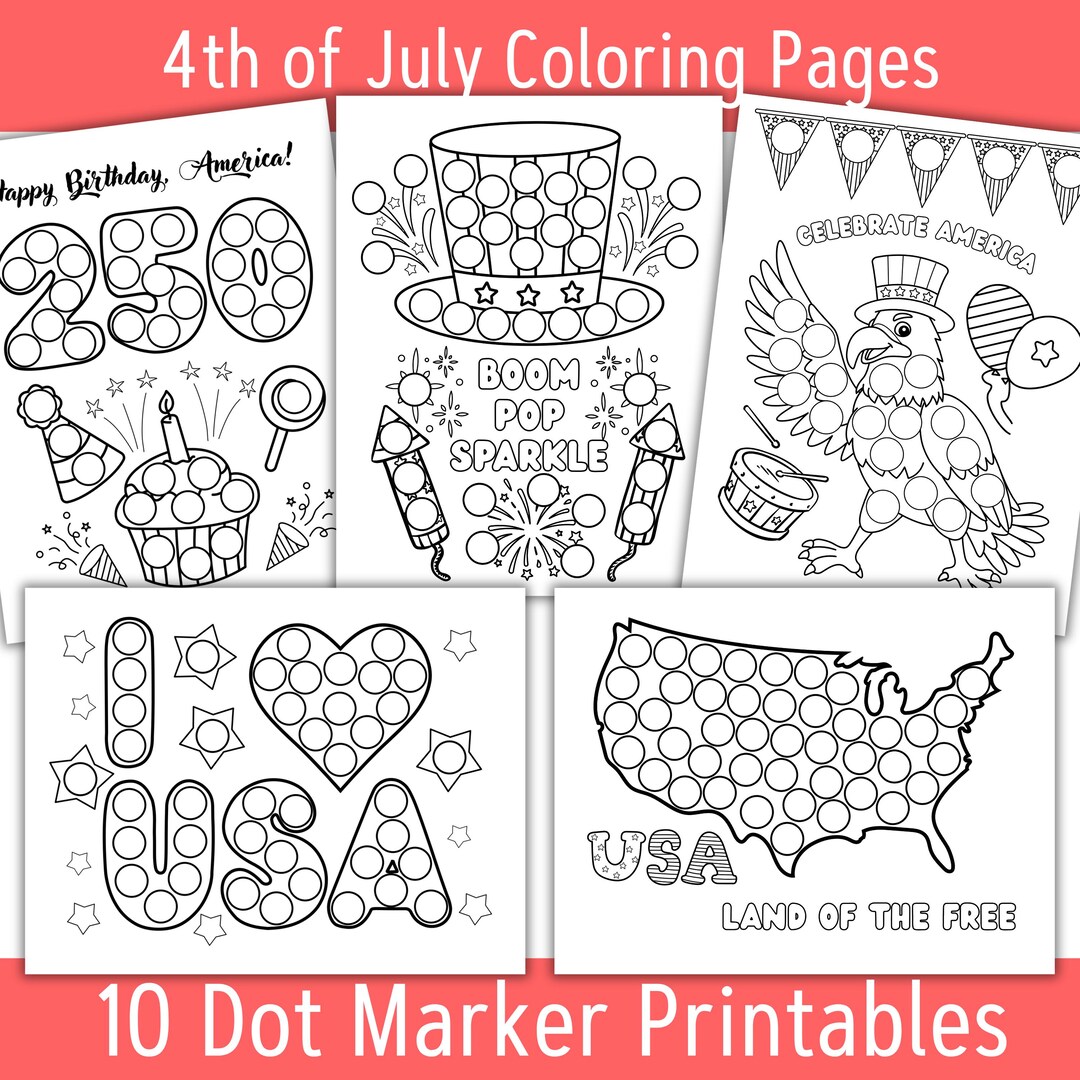 4th of July Dot Marker Coloring Pages | Independence Day Do a Dot ...