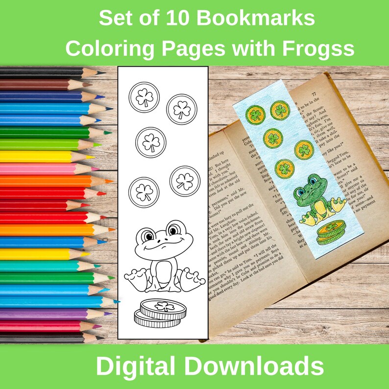 Frog Coloring Bookmarks: Kids' Craft Activity (digital Download) - Etsy
