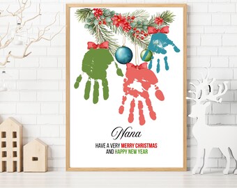 Christmas gift for Nana | Holiday Handprint Craft | Kids Handprint Art | Printable | Digital Download