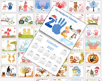 2027 Handprint Calendar | Handprint Craft Bundle | Memory Keepsake DIY Card | Gift from Kids