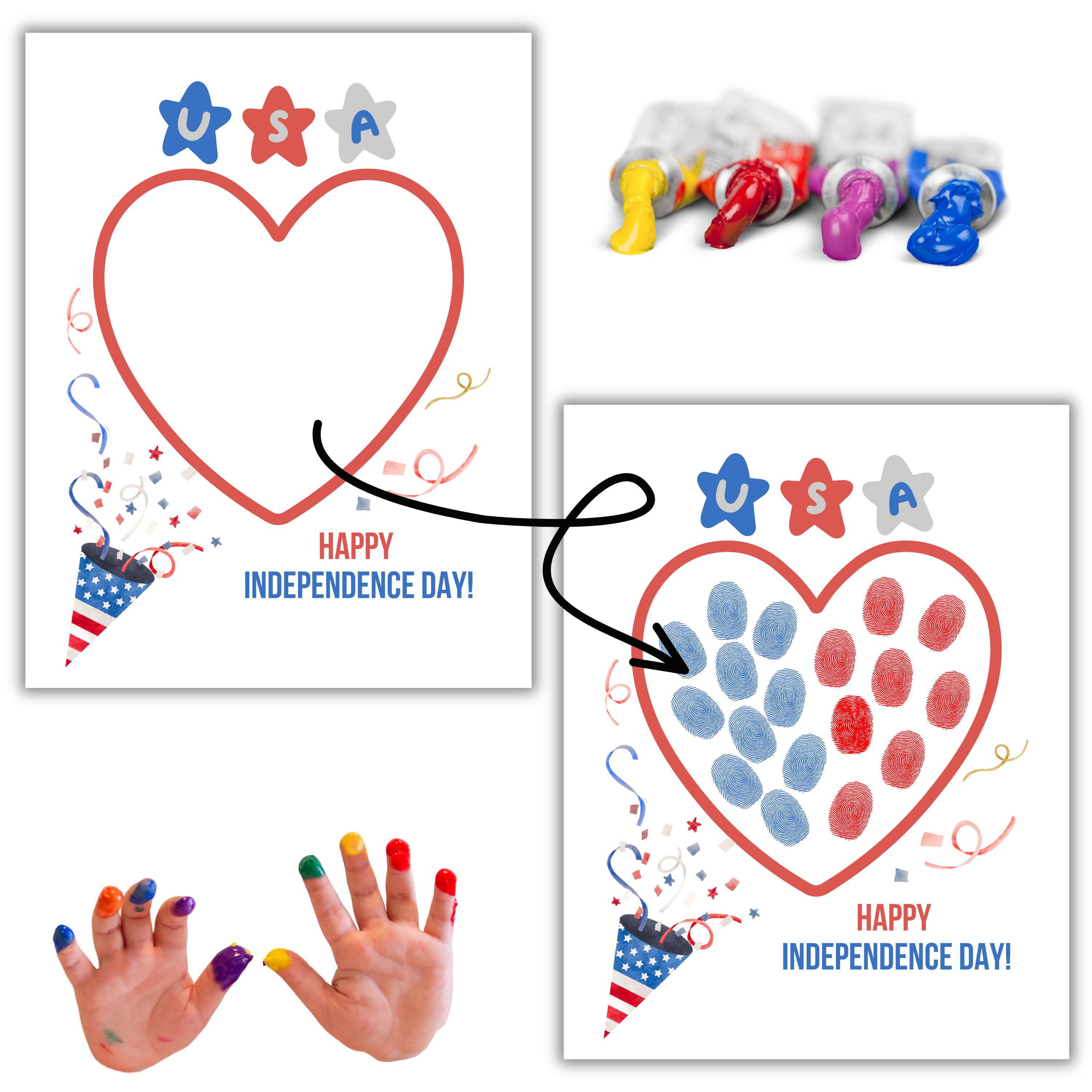 4th of July Handprint Craft Bundle, Patriotic Kids Activity, Footprint ...