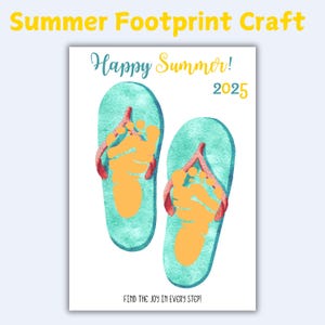 Happy Summer | Summer Footprint Craft | Fun DIY Keepsake | Summer Activity for Kids, Babies, Toddlers | Digital Footprint Template