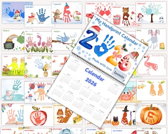 Calendario de Arte con Huellas de Manos 2026: Manualidades DIY (Descarga digital)