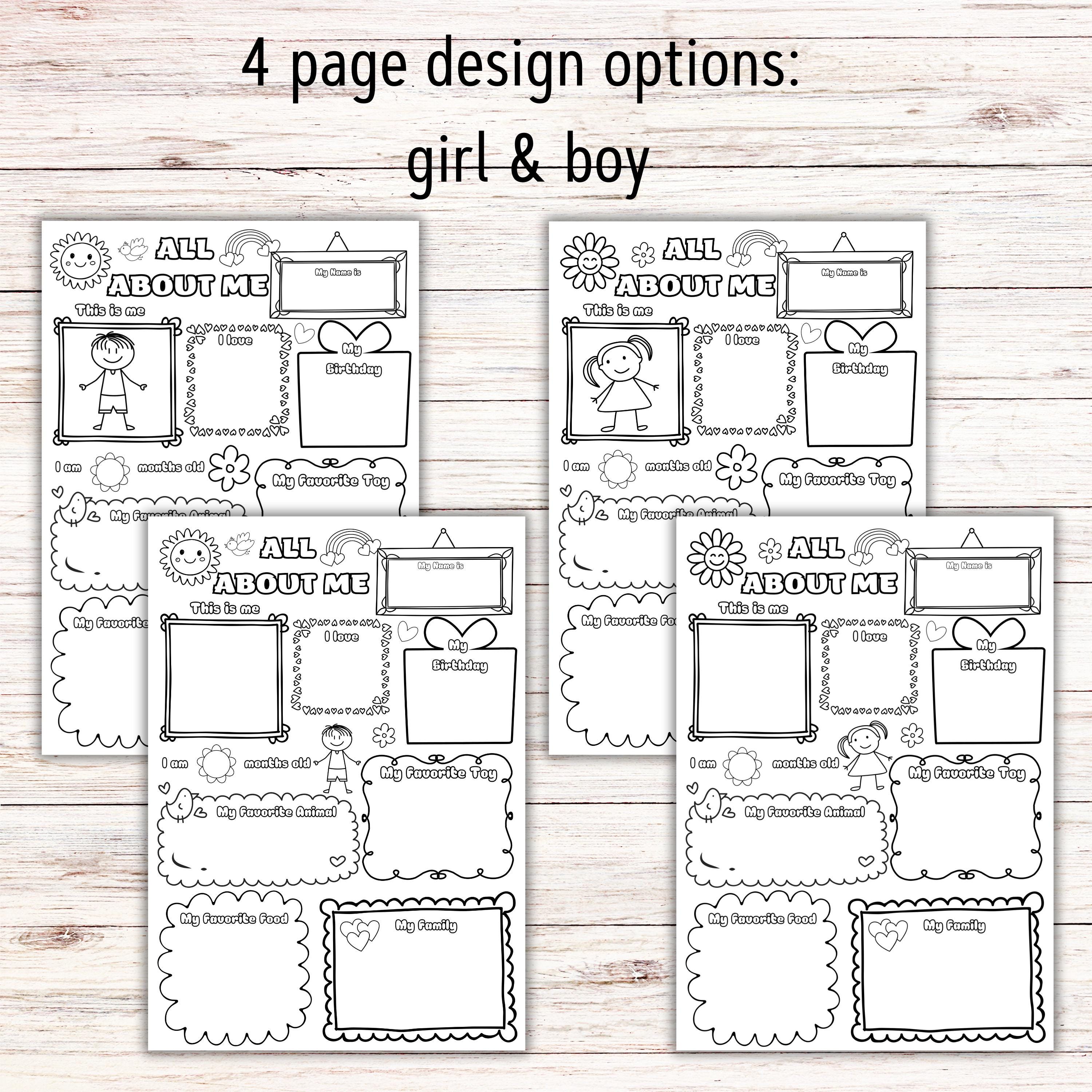 All About Me Worksheet: Toddler Keepsake, Preschool Printable (PDF) - Etsy